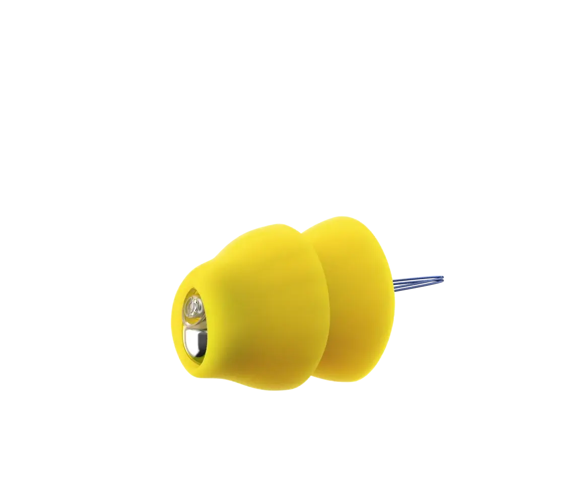 Phonak Lyric 4 hearing aid — hero (yellow extended-wear device)