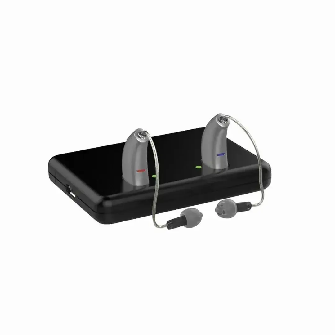 Starkey mini turbo charger with Evolv AI hearing aid — fast 7-min/3-hr charging