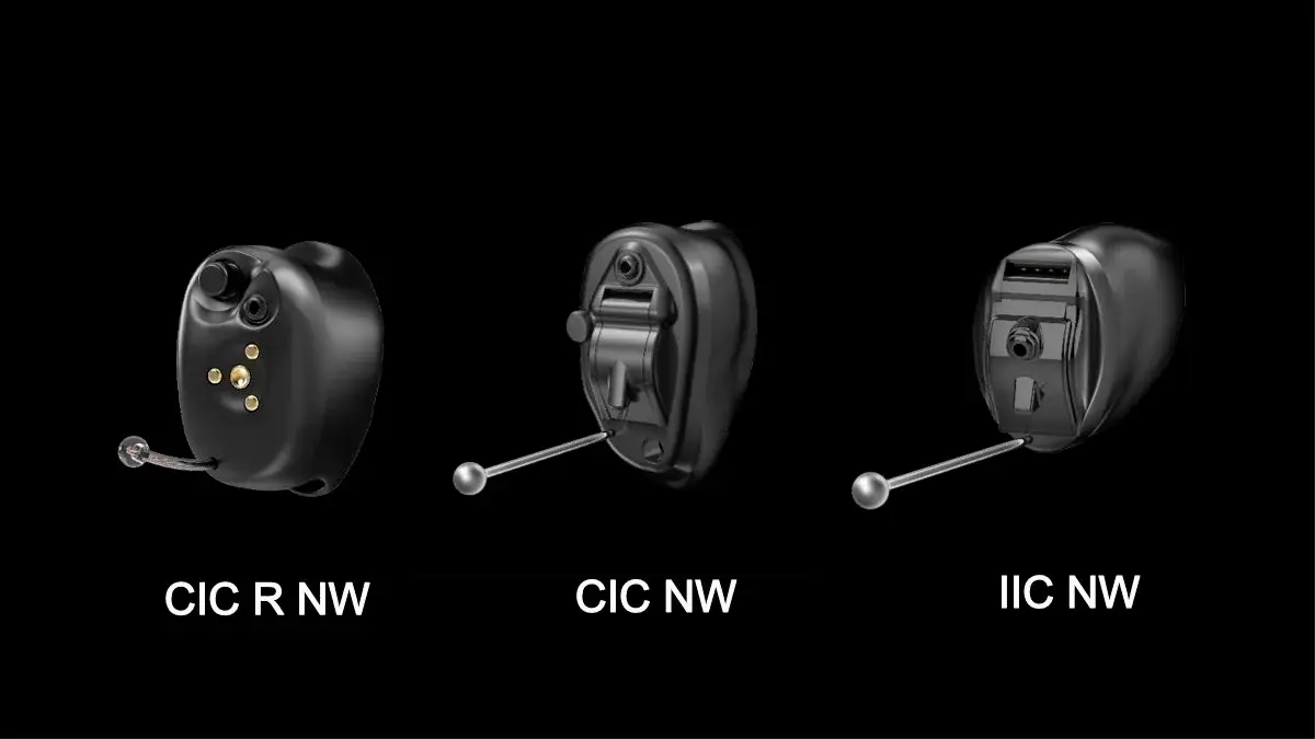 Starkey Signature CIC and IIC custom hearing aids — scale comparison
